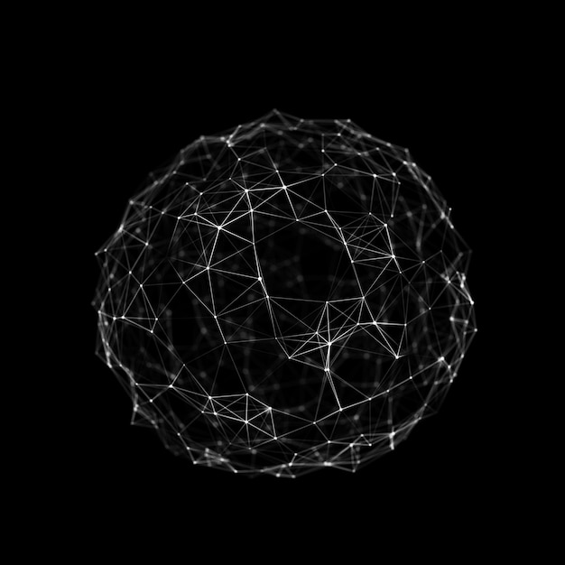 Kugel aus Punkten und Linien Struktur der Netzwerkverbindung Big Data Visualisierung 3D-Rendering