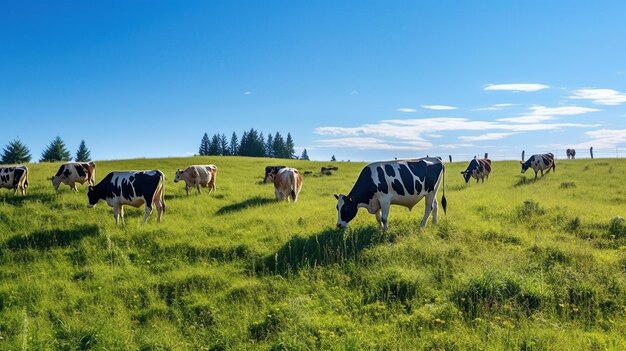 Kuh auf dem grünen Feld generative KI