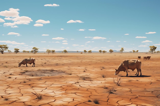 Kuh in einem Feld Herde von Kühen in einem Herd in einer trockenen Sommer Dürre in Australien und Neuseeland