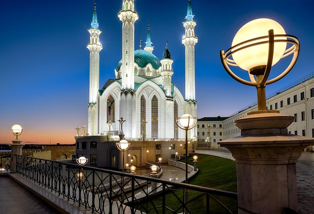 Kul-Scharif-Moschee im Kasaner Kreml bei Nacht Tatarstan Russland
