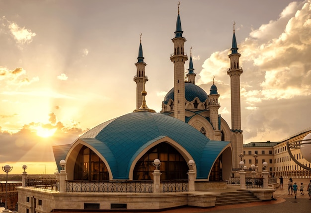 Kul Sharif Moschee im Kasaner Kreml bei Sonnenuntergang Tatarstan Russland