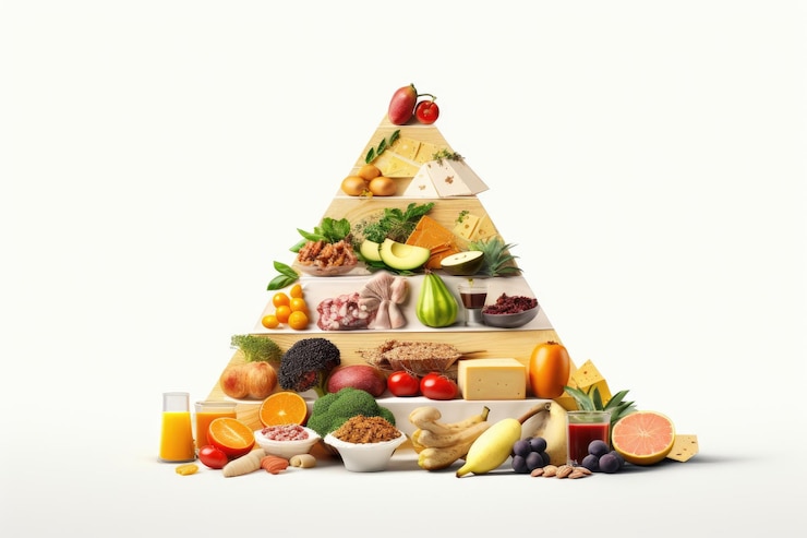 Foto kulinarisches meisterwerk eine pyramide aus frischem obst und gemüse auf weißem oder png-transparentem hintergrund