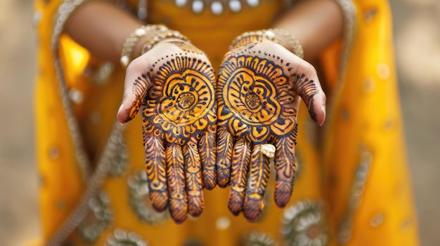 Kulturerbe Die zarte Schönheit des Henna, das eine arabische Hand schmückt