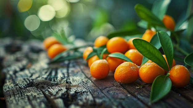 kumquat sobre um fundo de madeira natureza