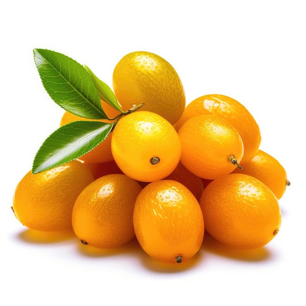 Kumquats aislado sobre fondo blanco IA generativa