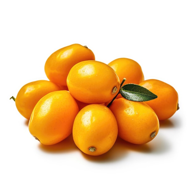 Kumquats aislado sobre fondo blanco.