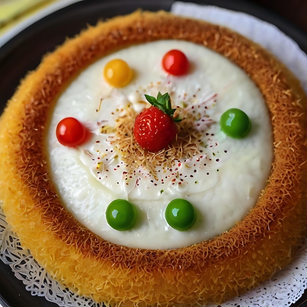 Foto kunafa con relleno de crema original engrasado por ai