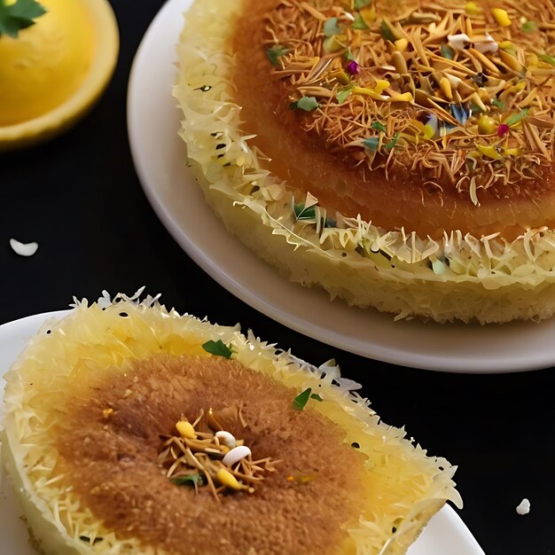 Foto kunafa con relleno de crema original engrasado por ai