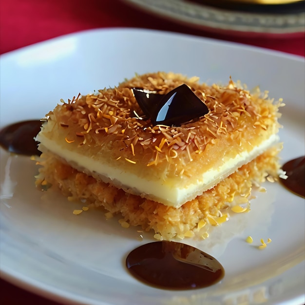 Foto kunafa con relleno de crema original engrasado por ai