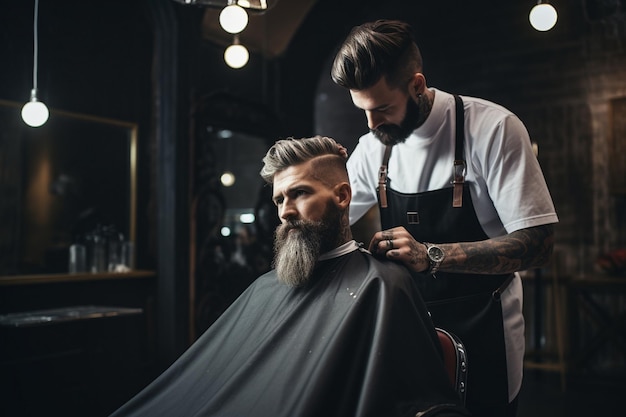 Kunde, der in einem Friseursalon Haare schneidet