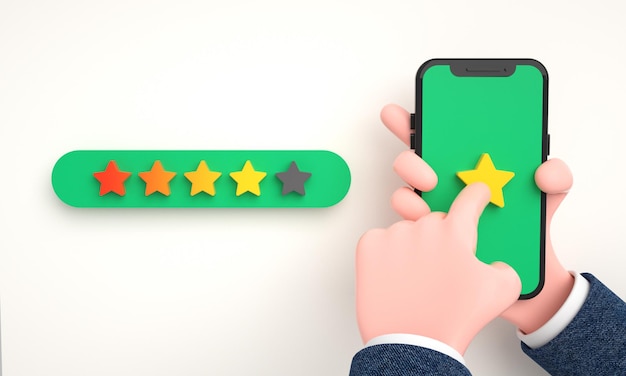 Kundenhandbewertungs-Feedback 4-Sterne-Bewertungs-App für positives Feedback