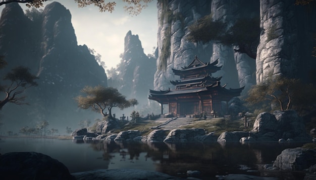 Kung fu shaolin templo paisagem chinesa