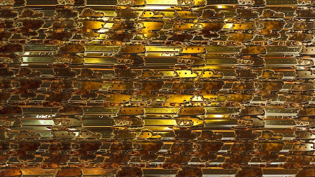 Kunst abstrakter Stoff strukturierter goldener Hintergrund mit braunen und orangefarbenen Flecken