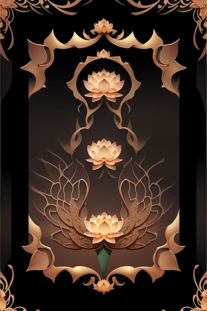 Kunst der Lotusblume auf einem Rahmen