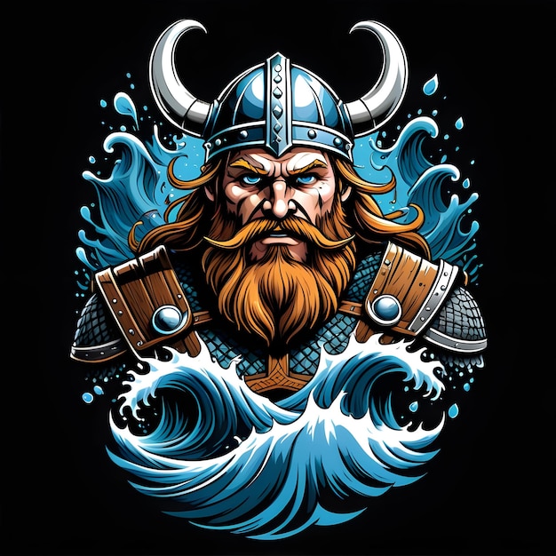 Kunst einer Viking-Krieger-Vektor-Illustrationsvorlage, die für T-Shirt-Logo-Design geeignet ist