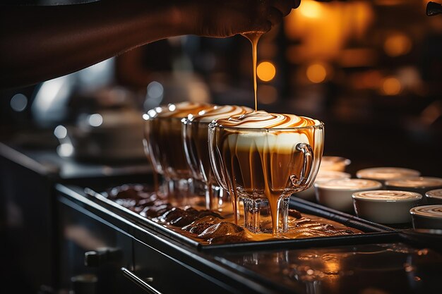 Kunst in einer Tasse Baristas Latte Kreation