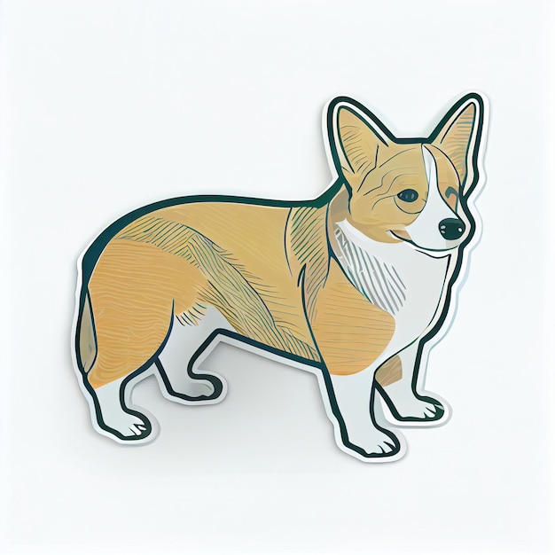 Kunstdesign im Corgi-Aufkleber-Stanzschnitt eines Hundes mit minimalem Konzept