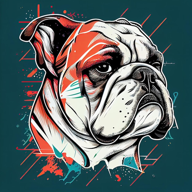 Foto kunstdesign in form eines gestanzten bulldoggenaufklebers mit minimalem konzept