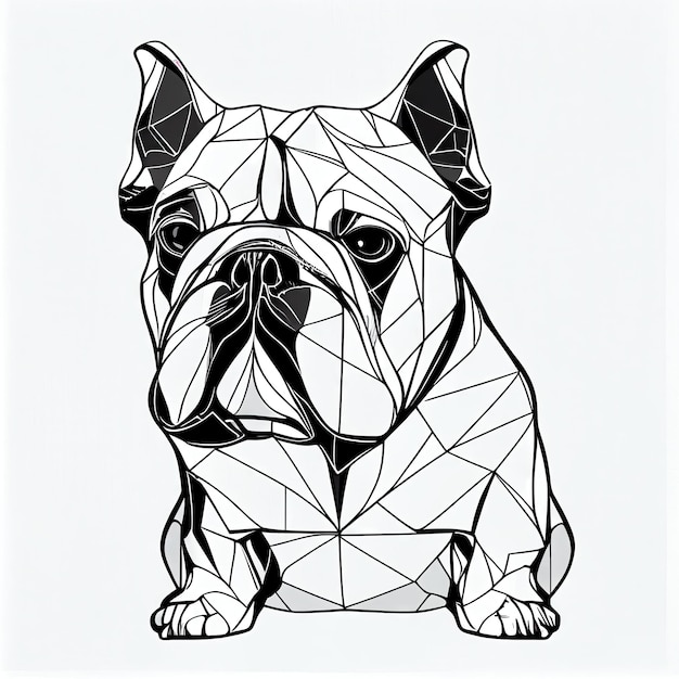 Kunstdesign in Form eines gestanzten Bulldoggenaufklebers mit minimalem Konzept
