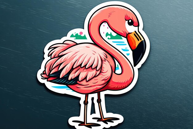 Kunstdesign in gestanztem Flamingo-Aufkleber mit Tiermotiven und minimalem Konzept