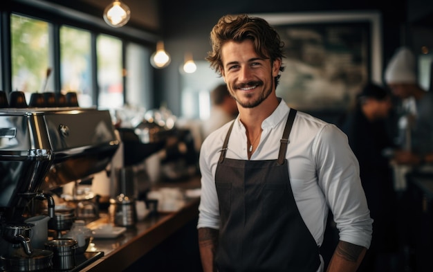 Kunstfertigkeit in jeder Tasse Barista-Porträtsammlung