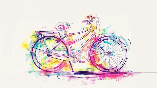 Foto kunsthaftes aquarellgemälde eines fahrrads
