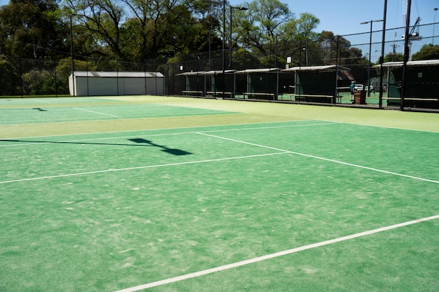 Foto kunstrasenplatz in einem park im sommer tennisplatz mit netz in amerika