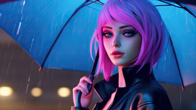 Kunstspielfigur im Anime-Stil, Cyberpunk-Anime-Mädchen