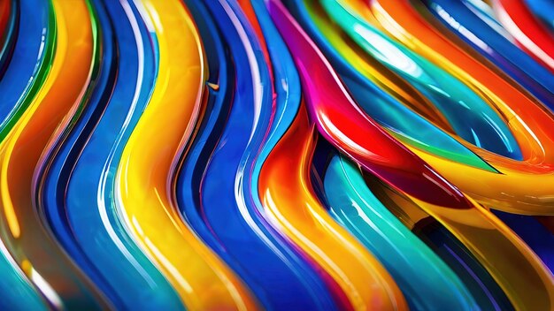 Foto kunststoff 3d-wellen-textur farbenfroher hintergrund mit linien und wellen im inneren