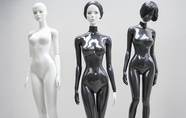 Kunststoffmannequins von stilvollen Mädchen monumentale Kunst von eleganten Frauen modisches Design von Modellen in verschiedenen Posen
