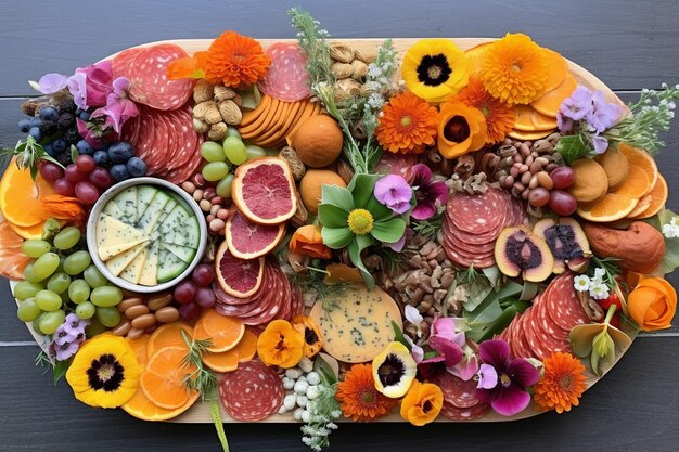 Foto kunstvolle arrangements farbenfrohe charcuterie