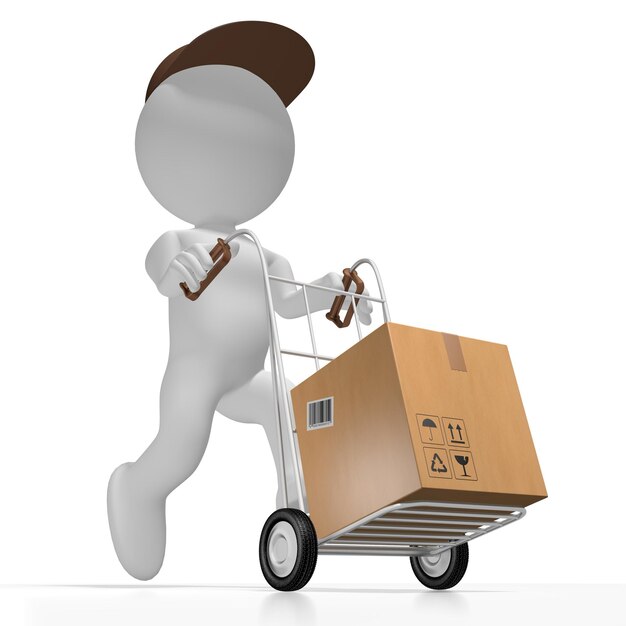 Kurier mit Paketzustellungskonzept 3D-Illustration