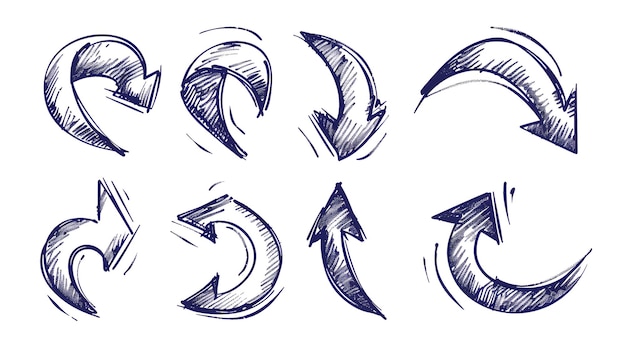 Foto kurve richtungspfeile skizze grafischer symbole für benutzeroberflächen- und navigationsdesign