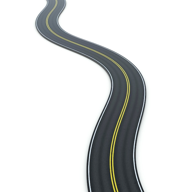 Kurvenreiche Straße auf weißem Hintergrund