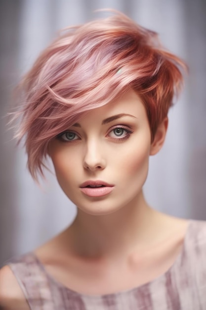 Kurzes Haar mit rosa Bob