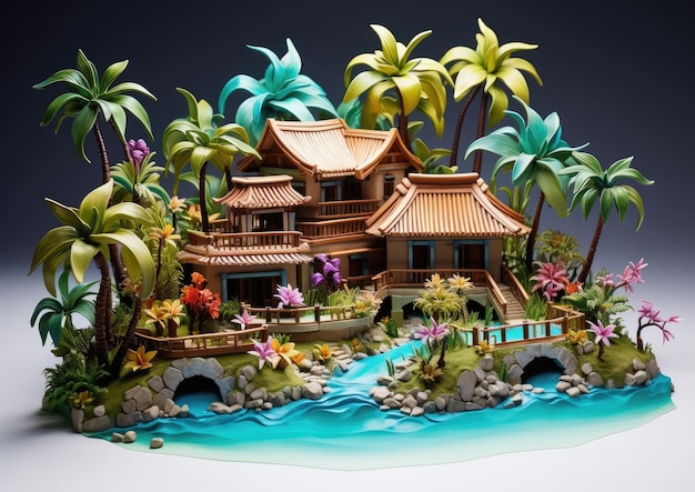 Kuta Bali Indonésia com artesanato 3D e fundo isolado