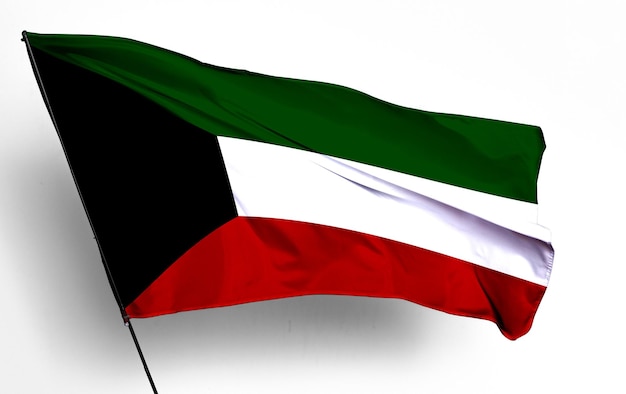 Foto kuwait 3d agitando bandeira e imagem de fundo branco