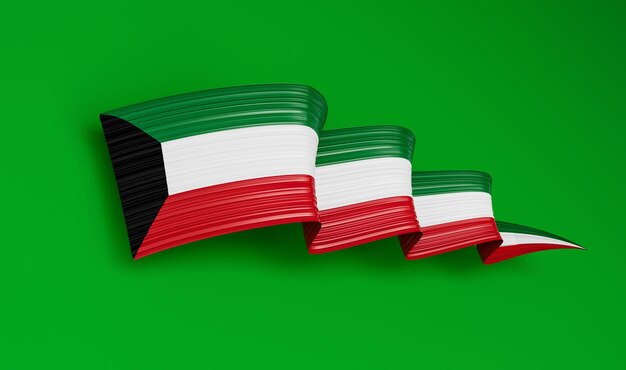 Kuwait-Flagge gewellter abstrakter Hintergrund 3D-Darstellung