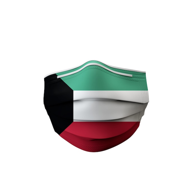 Kuwait-Flagge medizinische Schutzmaske d-Rendering