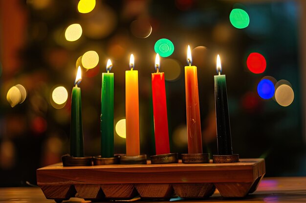 Foto kwanzaa kinara con las velas