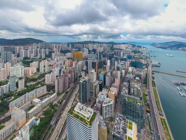 Kwun Tong, Hong Kong 02 de junho de 2019: Vista aérea da cidade de Hong Kong