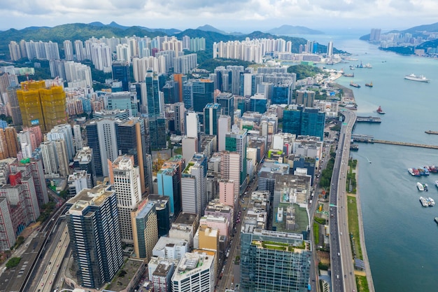 Kwun Tong, Hongkong, 02. Juni 2019: Blick von oben auf die Stadt Hongkong