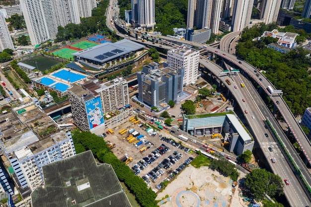 Kwun Tong, Hongkong 06. September 2019: Blick von oben auf die Stadt Hongkong