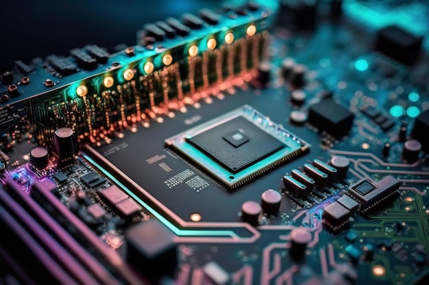 Kybernetische Technologie-Motherboard mit elektronischen Schaltkreisen CPU-Einheit Digital Modern Electronic