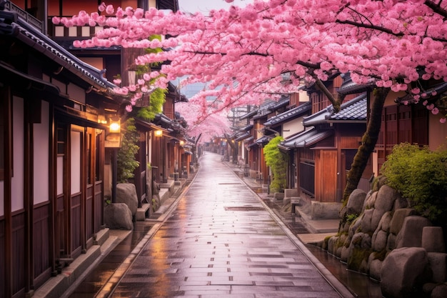 Kyoto, Japão, na primavera, no distrito de Higashiyama