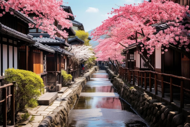Kyoto, Japão, na primavera, no distrito de Higashiyama