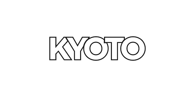 Kyoto no emblema do Japão O projeto apresenta uma ilustração vetorial de estilo geométrico com tipografia ousada em uma fonte moderna As letras gráficas do slogan