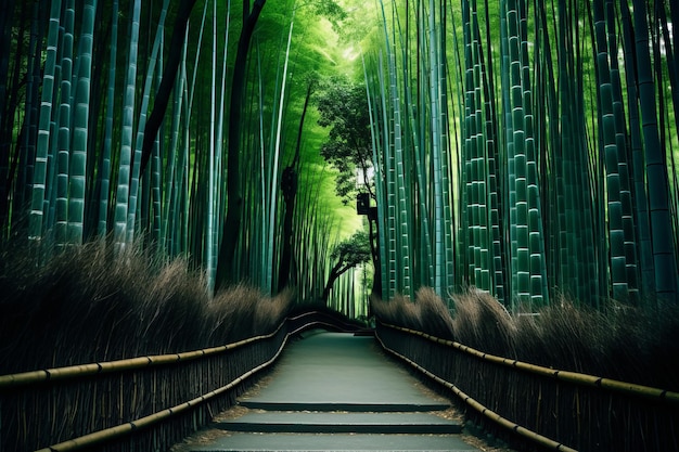 Kyoto, no japão, na floresta de bambu