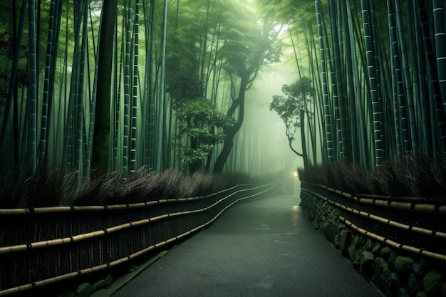 Kyoto, no japão, na floresta de bambu