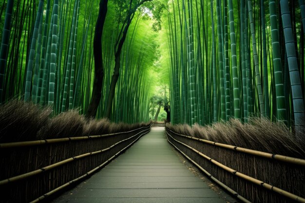 Foto kyoto, no japão, na floresta de bambu